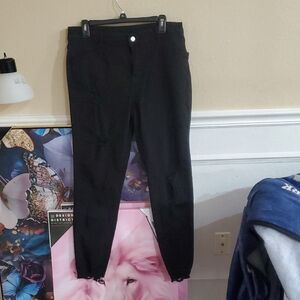 SHEIN Classic Black Distressed Skinny Jeans